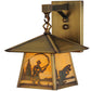 Meyda Lighting Stillwater 8" Antique Brass Fly Fishing Creek Hanging Wall Sconce With Beige Art Shade Glass