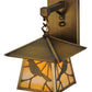 Meyda Lighting Stillwater 8" Antique Brass Song Bird Hanging Wall Sconce With Beige Art Shade Glass