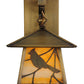 Meyda Lighting Stillwater 8" Antique Brass Song Bird Hanging Wall Sconce With Beige Art Shade Glass