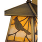 Meyda Lighting Stillwater 8" Antique Brass Song Bird Hanging Wall Sconce With Beige Art Shade Glass