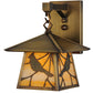 Meyda Lighting Stillwater 8" Antique Brass Song Bird Hanging Wall Sconce With Beige Art Shade Glass
