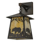 Meyda Lighting Stillwater 8" Craftsman Brown Bear at Dawn Hanging Wall Sconce With Beige Art Shade Glass