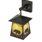 Meyda Lighting Stillwater 8" Craftsman Brown Bear at Dawn Hanging Wall Sconce With Beige Art Shade Glass
