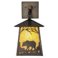 Meyda Lighting Stillwater 8" Craftsman Brown Bear at Dawn Hanging Wall Sconce With Beige Art Shade Glass