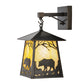Meyda Lighting Stillwater 8" Craftsman Brown Bear at Dawn Hanging Wall Sconce With Beige Art Shade Glass