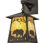 Meyda Lighting Stillwater 8" Craftsman Brown Bear at Dawn Hanging Wall Sconce With Beige Art Shade Glass