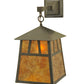 Meyda Lighting Stillwater 8" Craftsman Brown Double Bar Mission Wall Sconce With Amber Mica Shade Glass
