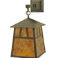 Meyda Lighting Stillwater 8" Craftsman Brown Double Bar Mission Wall Sconce With Amber Mica Shade Glass