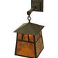Meyda Lighting Stillwater 8" Craftsman Brown Double Bar Mission Wall Sconce With Amber Mica Shade Glass
