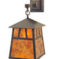Meyda Lighting Stillwater 8" Craftsman Brown Double Bar Mission Wall Sconce With Amber Mica Shade Glass