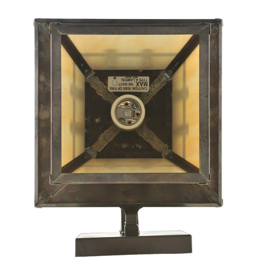Meyda Lighting Stillwater 8" Craftsman Brown Double Cross Mission Wall Sconce With Beige Shade Glass