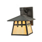 Meyda Lighting Stillwater 8" Craftsman Brown Double Cross Mission Wall Sconce With Beige Shade Glass