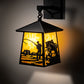 Meyda Lighting Stillwater 8" Craftsman Brown Fly Fishing Creek Hanging Wall Sconce With Beige Flemish Shade Glass