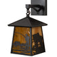 Meyda Lighting Stillwater 8" Craftsman Brown Fly Fishing Creek Hanging Wall Sconce With Beige Flemish Shade Glass