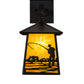 Meyda Lighting Stillwater 8" Craftsman Brown Fly Fishing Creek Hanging Wall Sconce With Beige Flemish Shade Glass