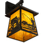 Meyda Lighting Stillwater 8" Craftsman Brown Fly Fishing Creek Hanging Wall Sconce With Beige Flemish Shade Glass