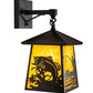 Meyda Lighting Stillwater 8" Craftsman Brown Fly Fishing Creek Hanging Wall Sconce With Beige Flemish Shade Glass