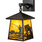 Meyda Lighting Stillwater 8" Craftsman Brown Fly Fishing Creek Hanging Wall Sconce With Beige Flemish Shade Glass