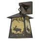 Meyda Lighting Stillwater 8" Craftsman Brown Moose at Dawn Hanging Wall Sconce With Beige Art Shade Glass