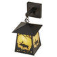 Meyda Lighting Stillwater 8" Craftsman Brown Moose at Dawn Hanging Wall Sconce With Beige Art Shade Glass