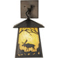 Meyda Lighting Stillwater 8" Craftsman Brown Moose at Dawn Hanging Wall Sconce With Beige Art Shade Glass
