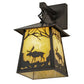 Meyda Lighting Stillwater 8" Craftsman Brown Moose at Dawn Hanging Wall Sconce With Beige Art Shade Glass