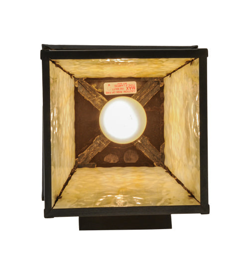 Meyda Lighting Stillwater 8" Craftsman Brown Moose at Dawn Hanging Wall Sconce With Beige Art Shade Glass