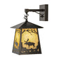 Meyda Lighting Stillwater 8" Craftsman Brown Moose at Dawn Hanging Wall Sconce With Beige Art Shade Glass