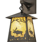 Meyda Lighting Stillwater 8" Craftsman Brown Moose at Dawn Hanging Wall Sconce With Beige Art Shade Glass