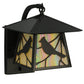 Meyda Lighting Stillwater 8" Craftsman Brown Song Bird Curved Arm Wall Sconce With Beige Irridescent Shade Glass