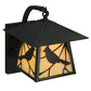 Meyda Lighting Stillwater 8" Craftsman Brown Song Bird Curved Arm Wall Sconce With Beige Irridescent Shade Glass