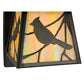 Meyda Lighting Stillwater 8" Craftsman Brown Song Bird Curved Arm Wall Sconce With Beige Irridescent Shade Glass