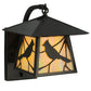 Meyda Lighting Stillwater 8" Craftsman Brown Song Bird Curved Arm Wall Sconce With Beige Irridescent Shade Glass