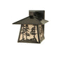Meyda Lighting Stillwater 8" Craftsman Brown Tall Pine Trees Wall Sconce With Silver Mica Shade Glass