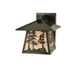 Meyda Lighting Stillwater 8" Craftsman Brown Tall Pine Trees Wall Sconce With Silver Mica Shade Glass