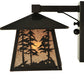 Meyda Lighting Stillwater 8" Craftsman Brown Tall Pine Trees Wall Sconce With Silver Mica Shade Glass