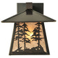 Meyda Lighting Stillwater 8" Craftsman Brown Tall Pine Trees Wall Sconce With Silver Mica Shade Glass