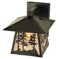 Meyda Lighting Stillwater 8" Craftsman Brown Tall Pine Trees Wall Sconce With Silver Mica Shade Glass