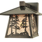 Meyda Lighting Stillwater 8" Craftsman Brown Tall Pine Trees Wall Sconce With Silver Mica Shade Glass