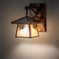 Meyda Lighting Stillwater 8" Dark Burnished Copper Winter Pine Hanging Wall Sconce With Beige Iridescent Shade Glass