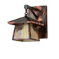 Meyda Lighting Stillwater 8" Dark Burnished Copper Winter Pine Hanging Wall Sconce With Beige Iridescent Shade Glass