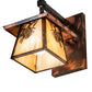 Meyda Lighting Stillwater 8" Dark Burnished Copper Winter Pine Hanging Wall Sconce With Beige Iridescent Shade Glass