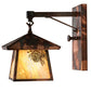 Meyda Lighting Stillwater 8" Dark Burnished Copper Winter Pine Hanging Wall Sconce With Beige Iridescent Shade Glass