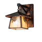 Meyda Lighting Stillwater 8" Dark Burnished Copper Winter Pine Hanging Wall Sconce With Beige Iridescent Shade Glass