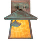 Meyda Lighting Stillwater 8" Verdigris Ginkgo Straight Arm Wall Sconce With Beige Flemish Shade Glass