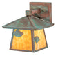 Meyda Lighting Stillwater 8" Verdigris Ginkgo Straight Arm Wall Sconce With Beige Flemish Shade Glass