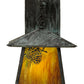 Meyda Lighting Stillwater 8" Verdigris Winter Pine Straight Arm Wall Sconce With Beige Iridescent Shade Glass