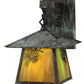 Meyda Lighting Stillwater 8" Verdigris Winter Pine Straight Arm Wall Sconce With Beige Iridescent Shade Glass