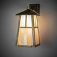 Meyda Lighting Stillwater 8" Vintage Brass "T" Mission Wall Sconce With Beige Iridescent Shade Glass