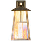 Meyda Lighting Stillwater 8" Vintage Brass "T" Mission Wall Sconce With Beige Iridescent Shade Glass